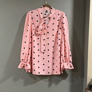 Pink Heart Print Blouse